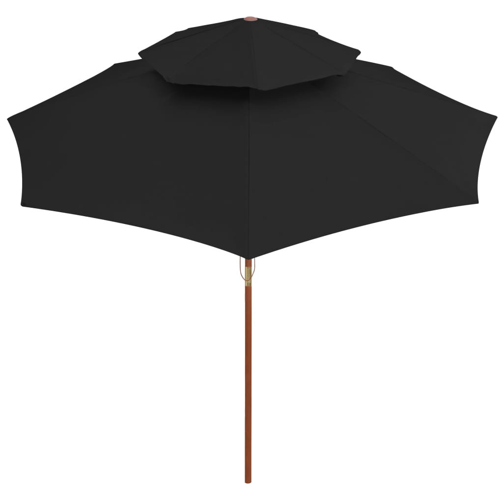 Vidaxl Parasol Double Decker med træpol 270 cm sort