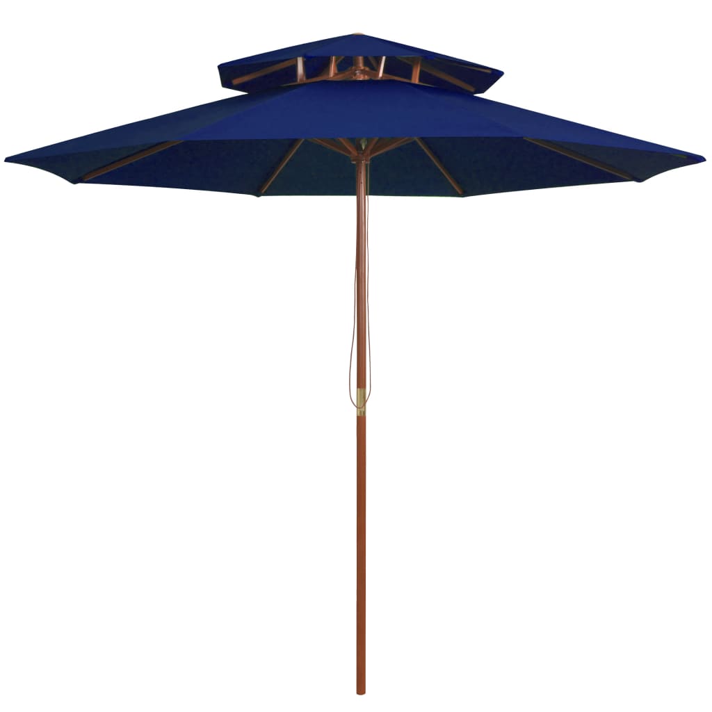 Vidaxl Parasol Double Decker med træpol 270 cm blå