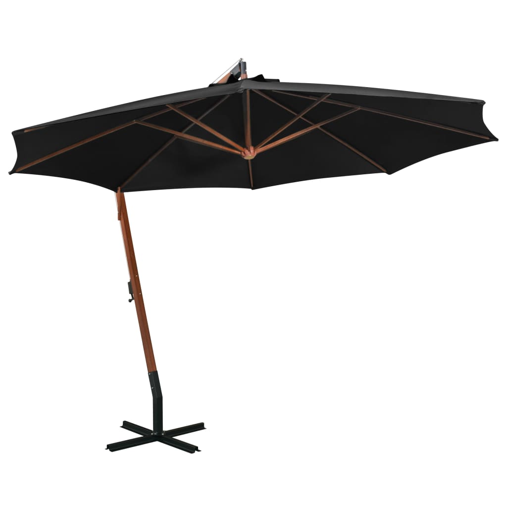 Vidaxl Floating Parasol med pol 3,5x2,9 m Solid Pinewood sort