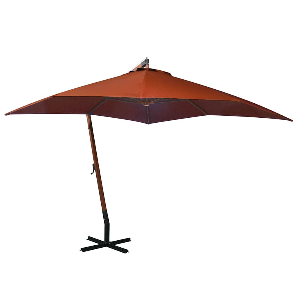 Vidaxl Floating Parasol med pol 3x3 m fast fyrretræ -træ terracotta lys