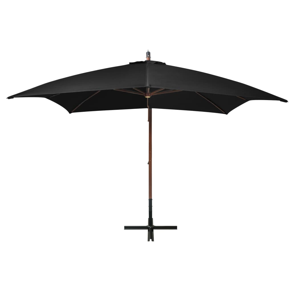 Vidaxl Floating Parasol med pol 3x3 m Solid Pinewood sort