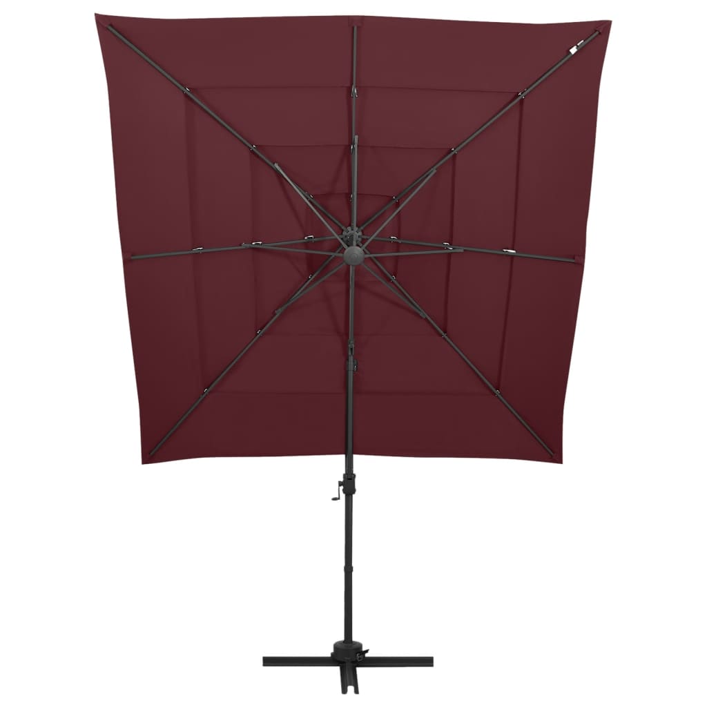 Vidaxl Parasol 4-lags med aluminiumstang 250x250 cm Burgundy rød
