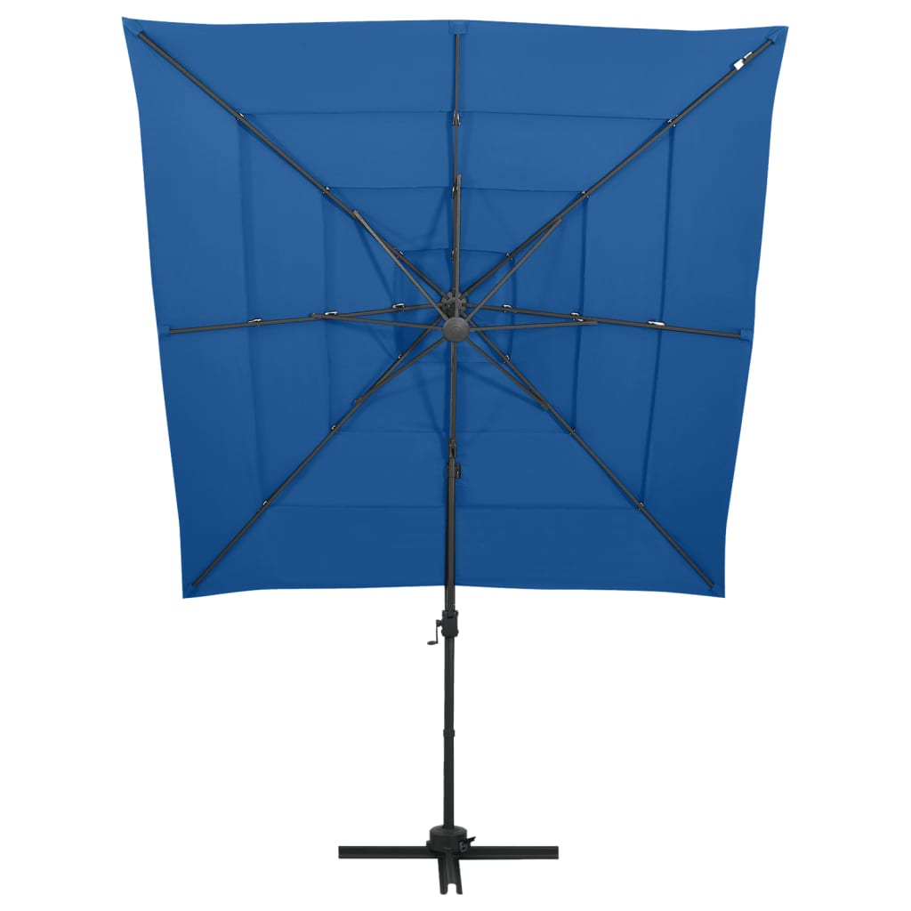 Vidaxl Parasol 4-lag med aluminiumstang 250x250 cm Azurblå