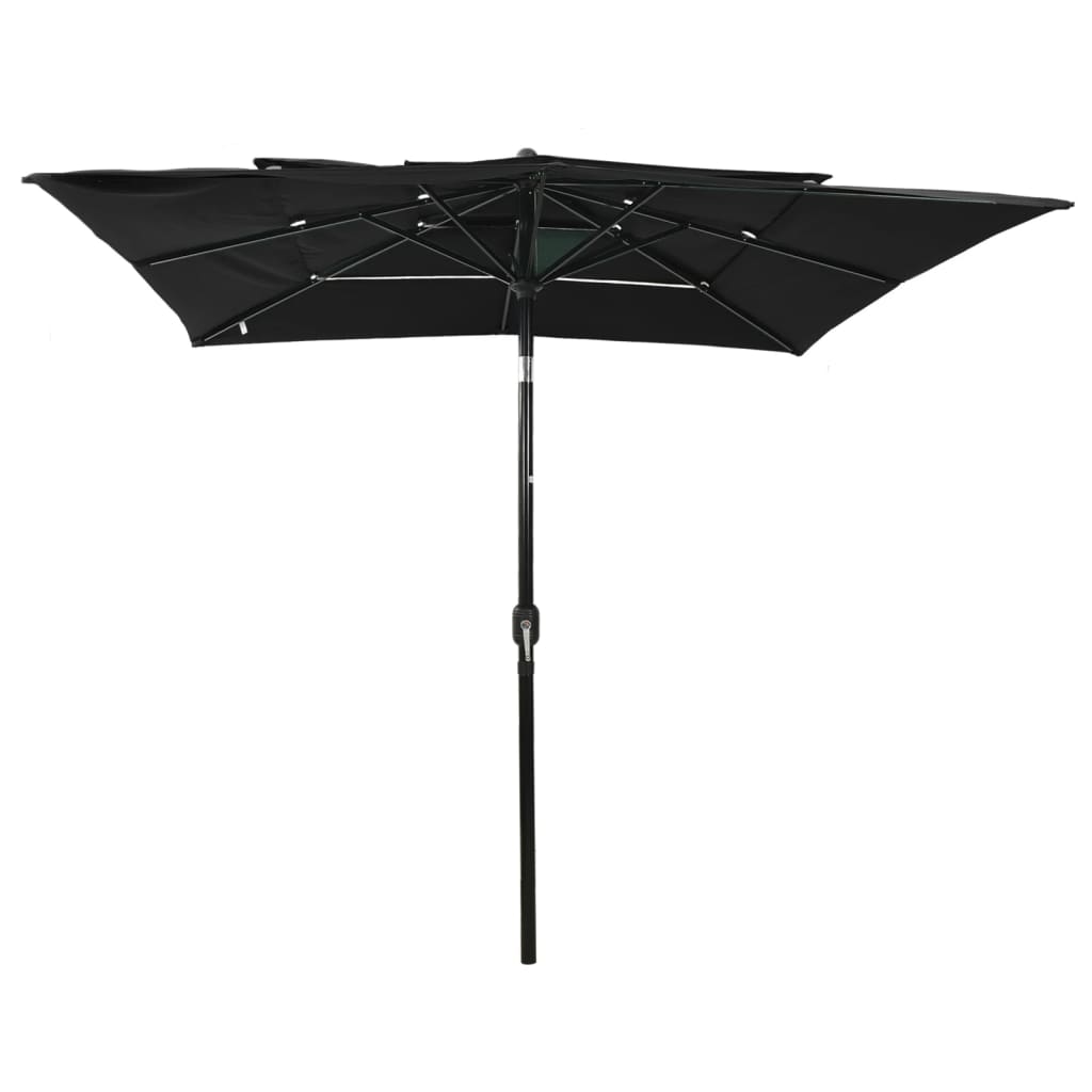 Vidaxl Parasol 3-lags med aluminiumstang 2,5x2,5 m sort