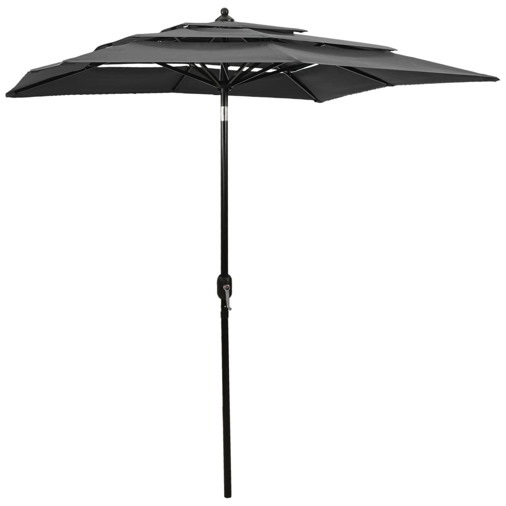 Vidaxl Parasol 3-lags med aluminiumstang 2x2 m anthracit farvet