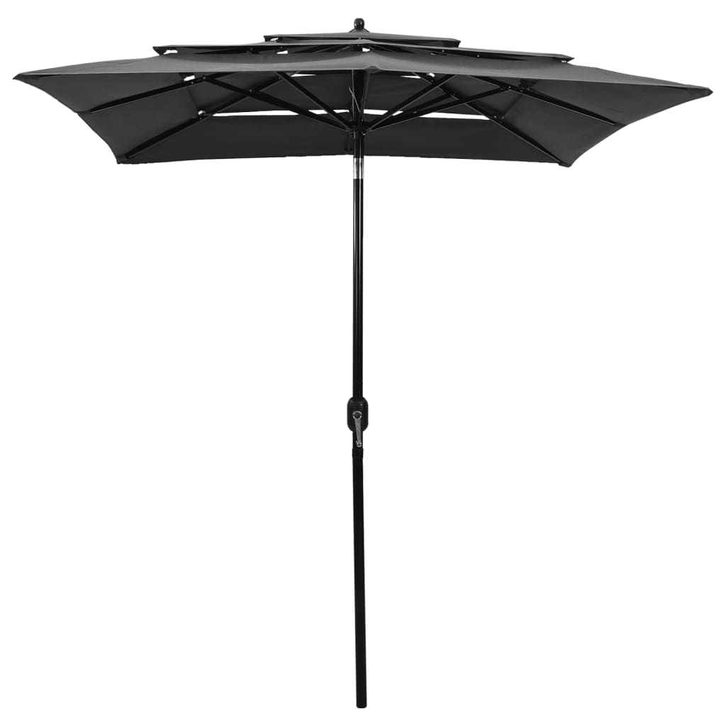 Vidaxl Parasol 3-lags med aluminiumstang 2x2 m anthracit farvet