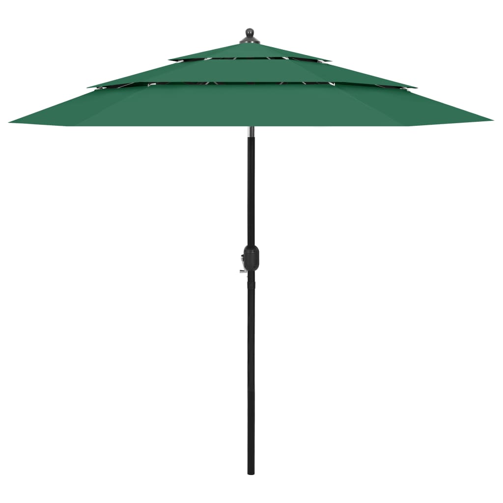 Vidaxl Parasol 3-lags med aluminiumstang 2,5 m grøn