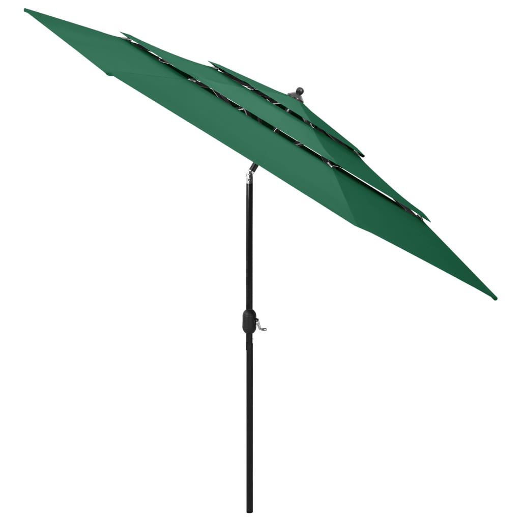 Vidaxl Parasol 3-lags med aluminiumstang 3 m grøn
