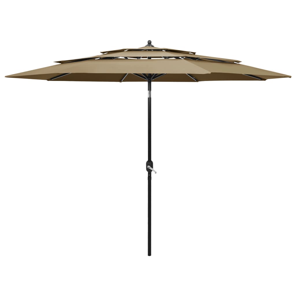Vidaxl Parasol 3-lags med aluminiumstang 3 m Taupe