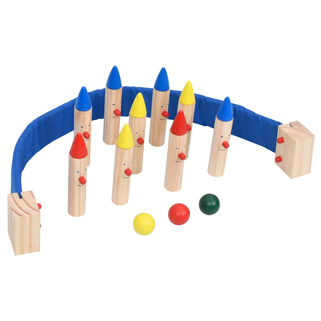 Vidaxl Bowling Game Solid Pine Multi -Folored