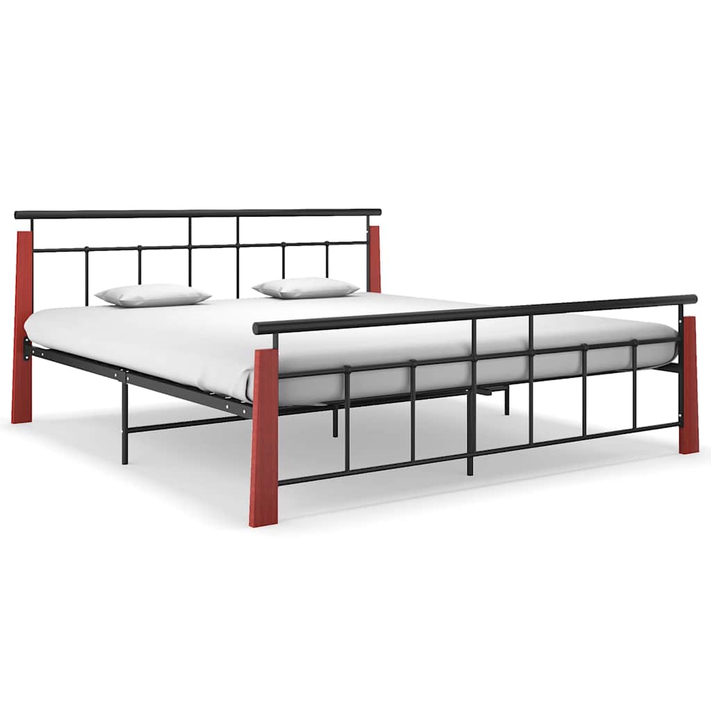 Vidaxl bedframe metaal en massief eikenhout 180x200 cm