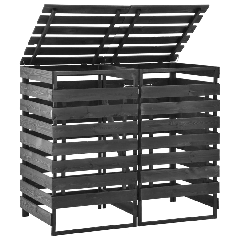 Vidaxl containeropbevaring Dobbelt 140x75x121 cm malet fyrretræ