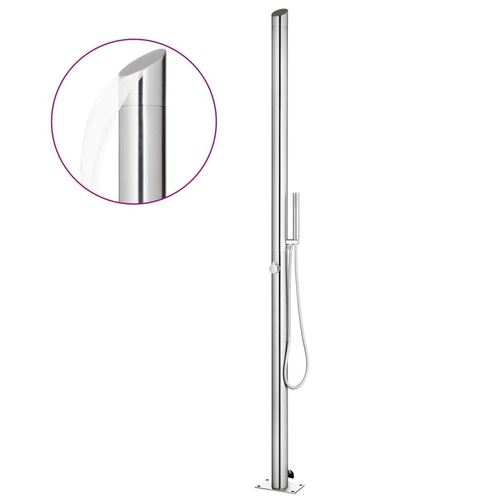 Vidaxl udendørs bruser 220 cm rustfrit stål