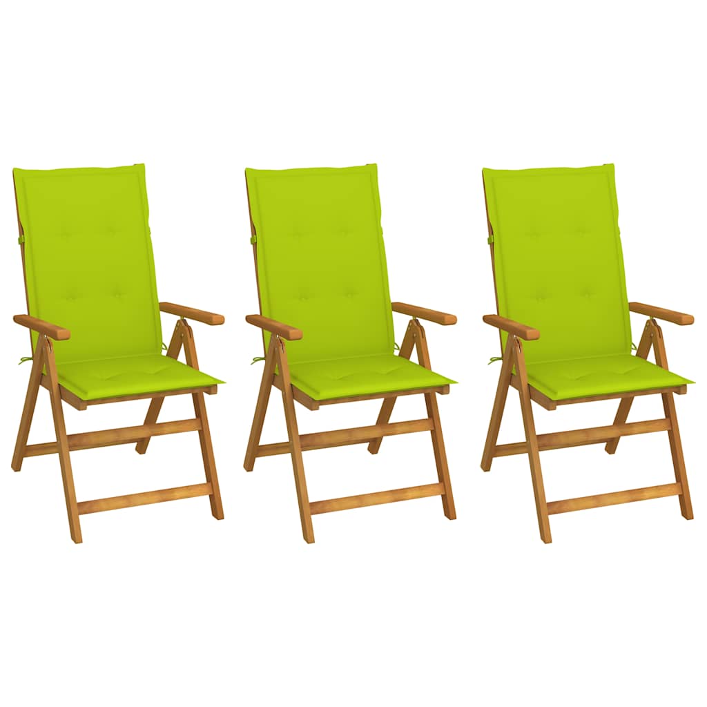 Vidaxl tuinstoelen 3 st inklapbaar met kussens massief acaciahout
