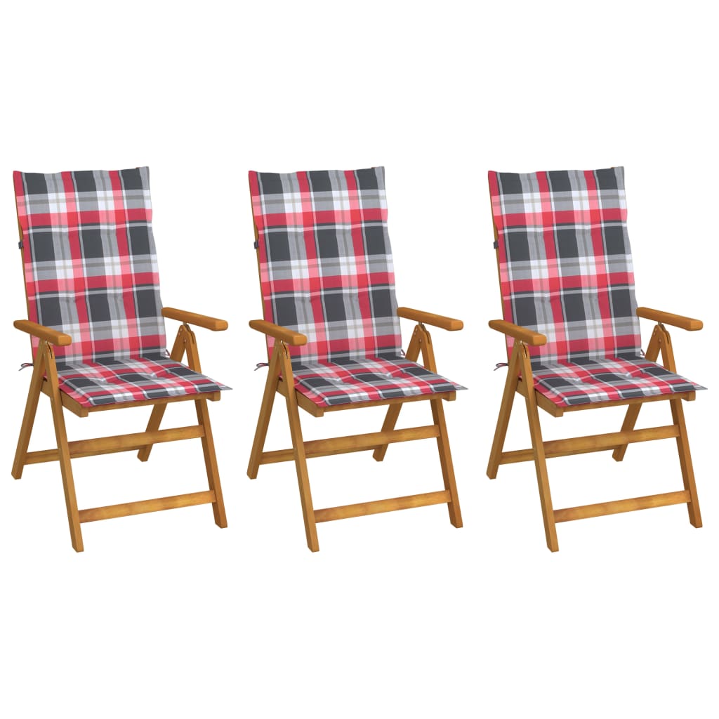 Vidaxl tuinstoelen 3 st inklapbaar met kussens massief acaciahout
