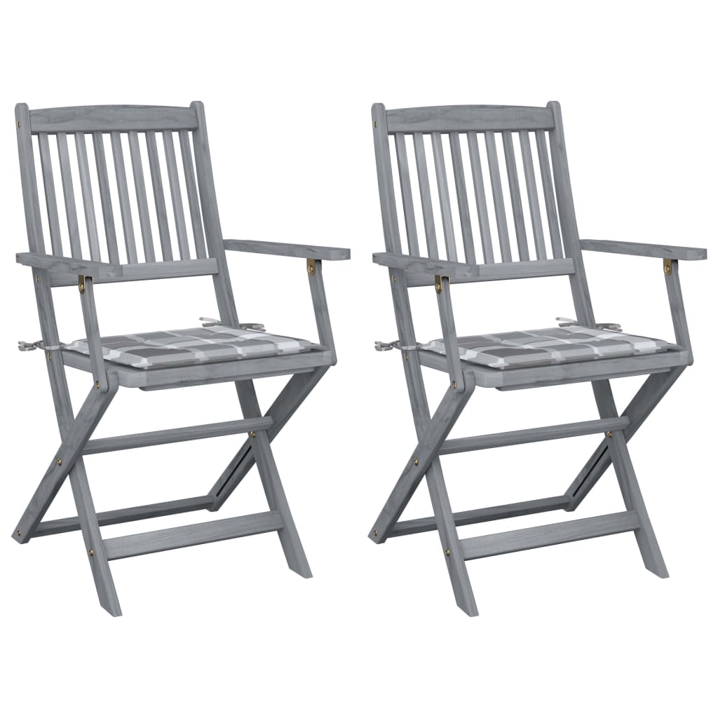 Vidaxl tuinstoelen 2 st inklapbaar met kussens massief acaciahout