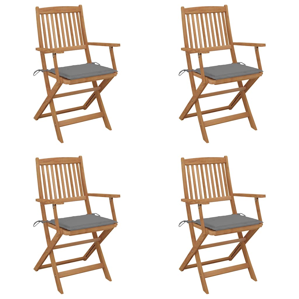Vidaxl tuinstoelen 4 st inklapbaar met kussens massief acaciahout