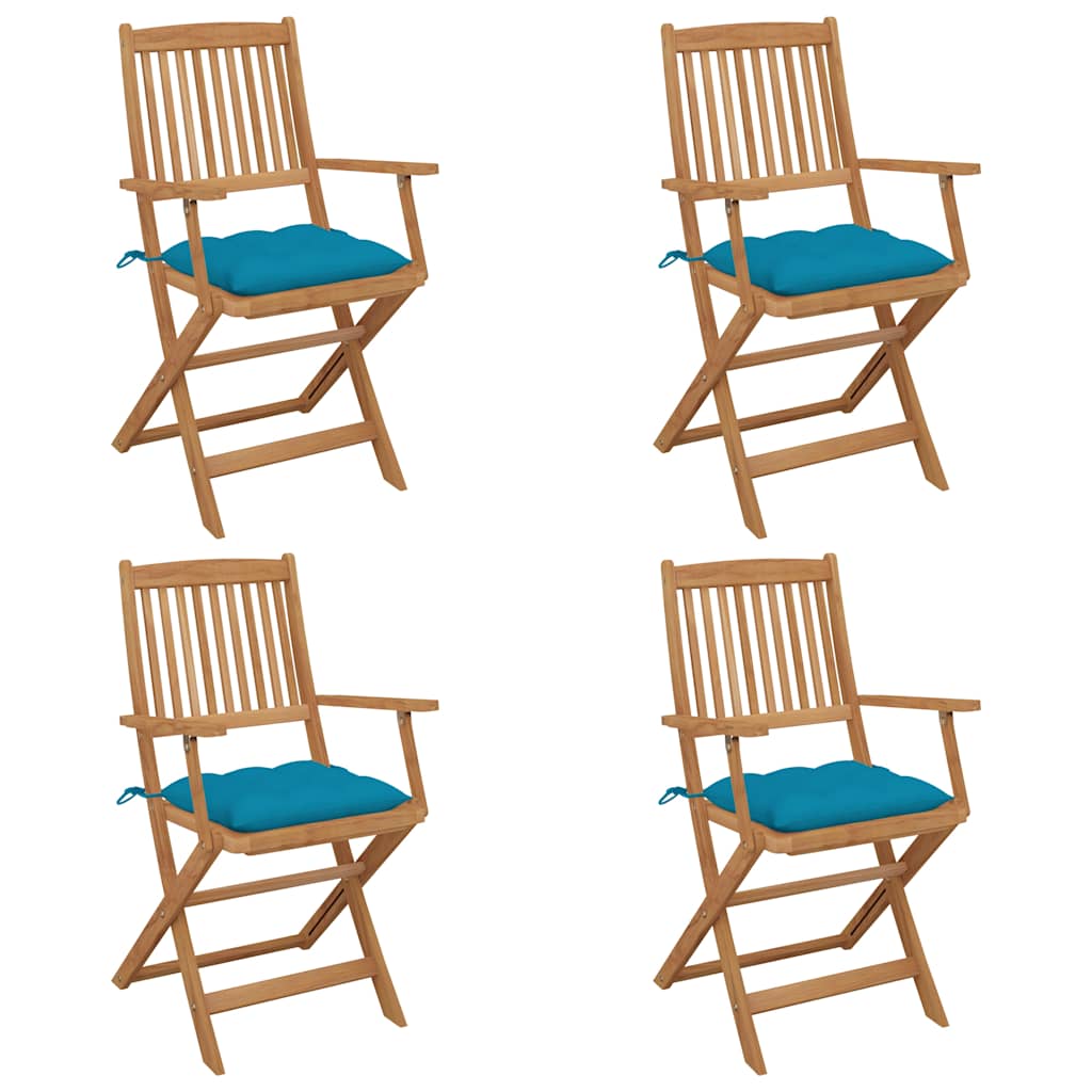 Vidaxl tuinstoelen 4 st inklapbaar met kussens massief acaciahout