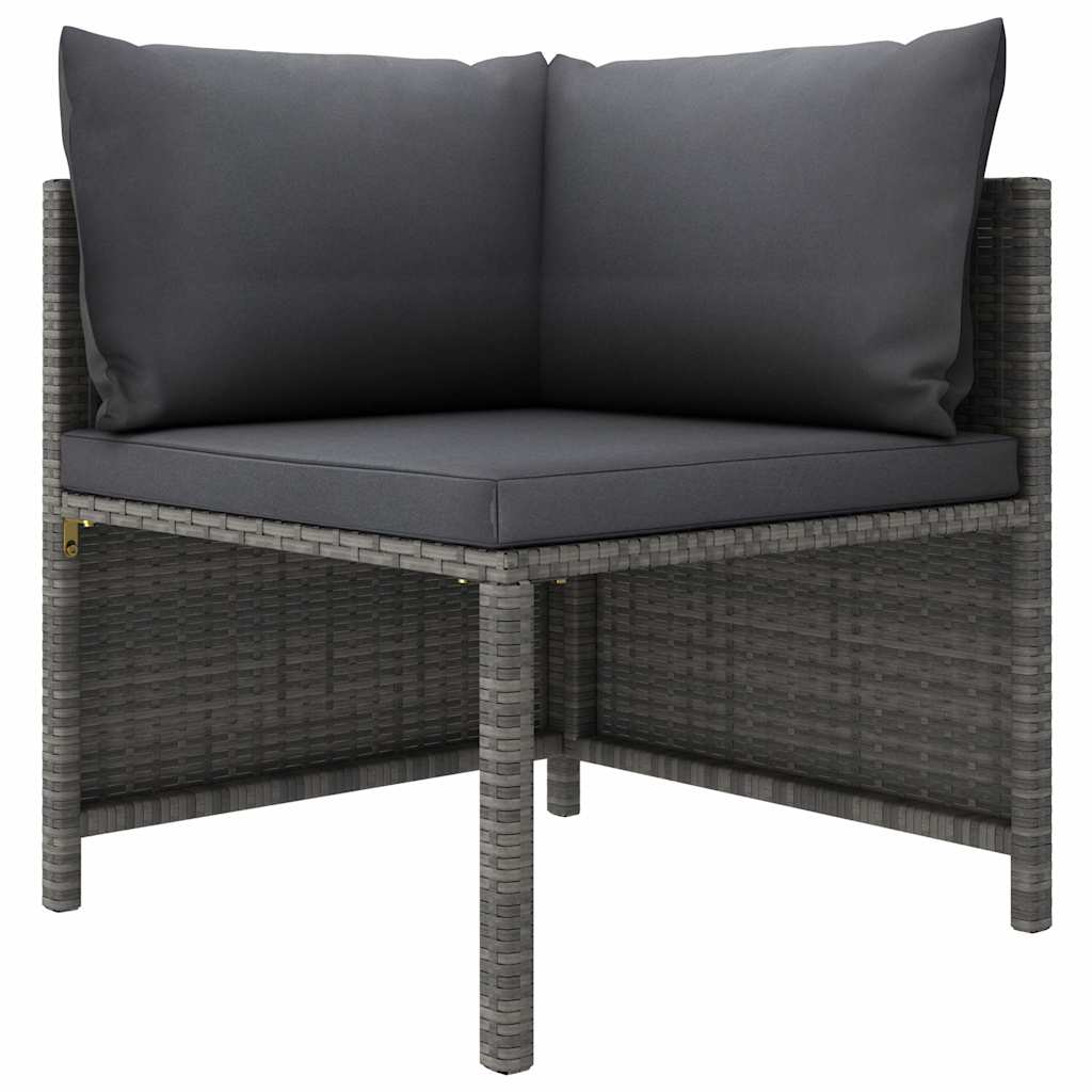Vidaxl 3-delige loungeset met kussens poly rattan grijs
