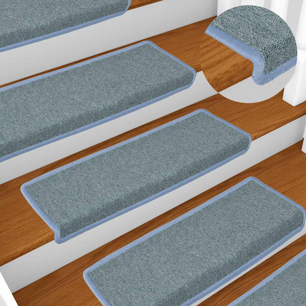 Vidaxl Stair Mats 15 St 65x21x4 cm havblå rektangulær kant