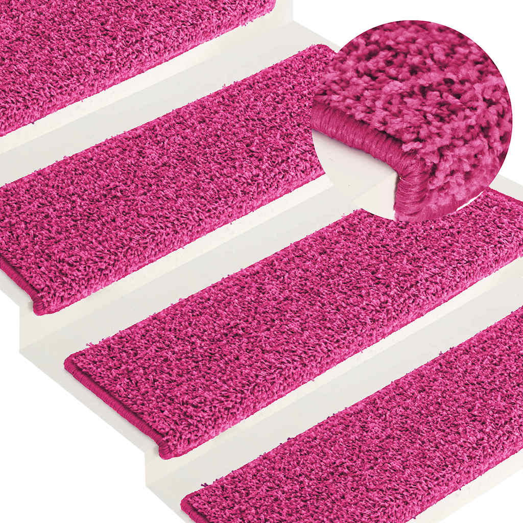 Vidaxx trappemåtter 15 stk 65x21x4 cm pink rektangulær kant