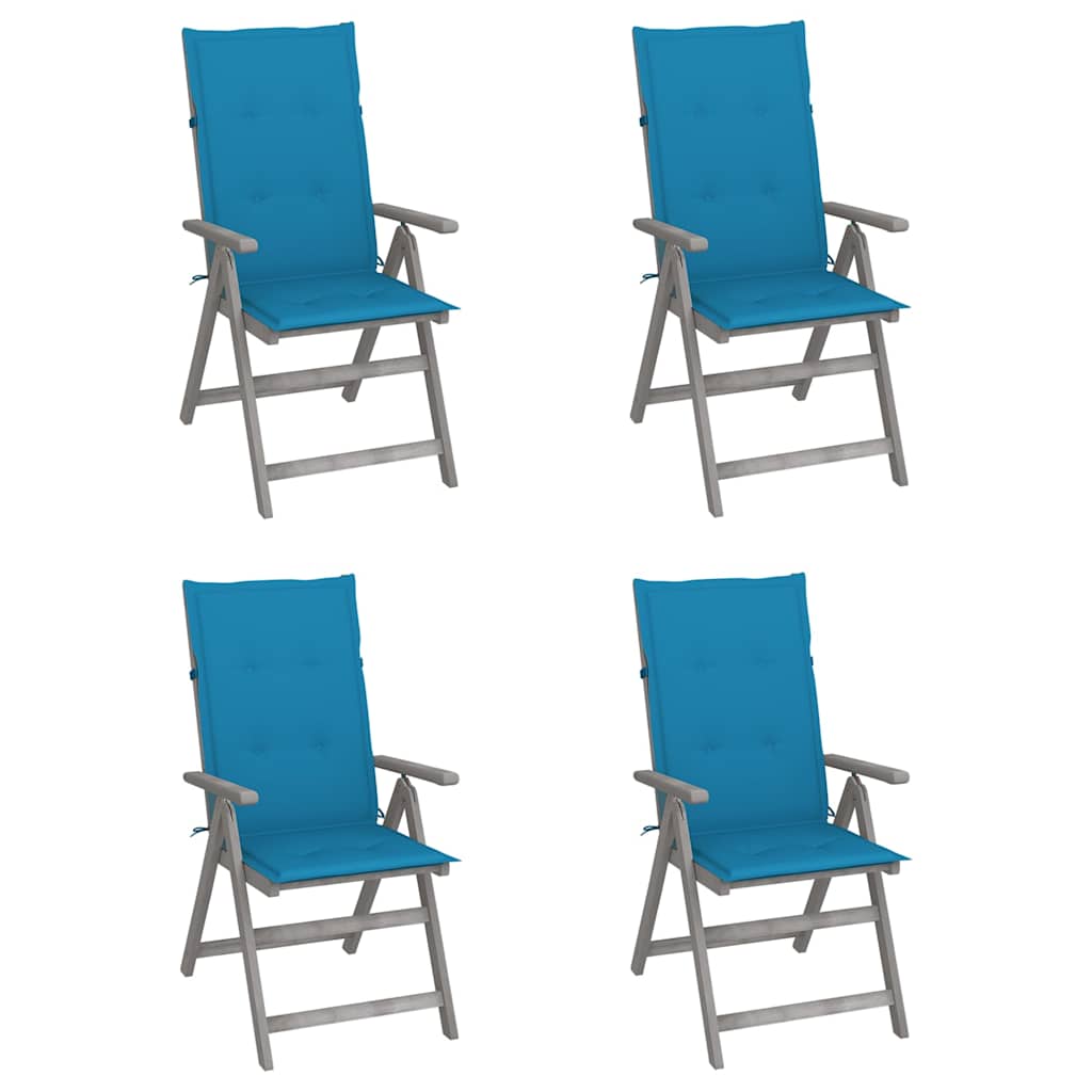 Vidaxl tuinstoelen 4 st verstelbaar met kussens massief acaciahout