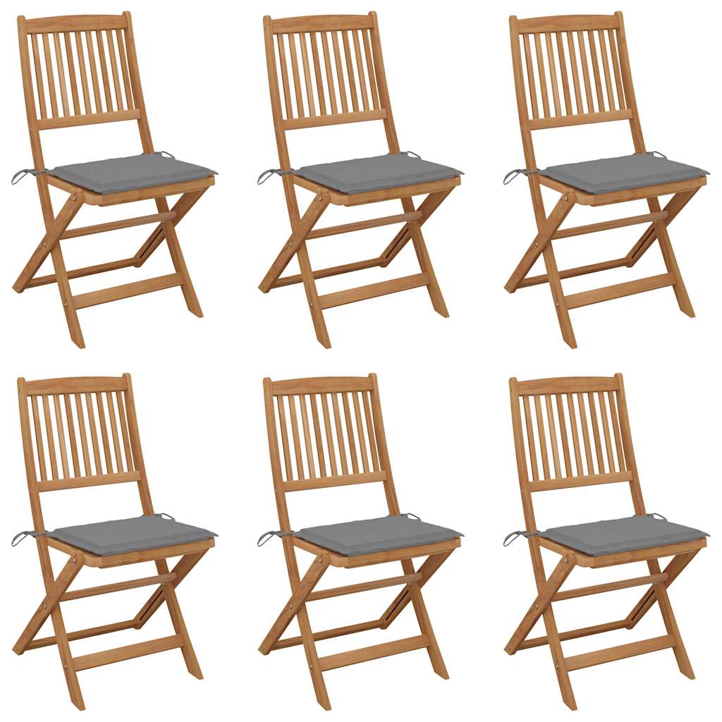 Vidaxl tuinstoelen 6 st inklapbaar met kussens massief acaciahout