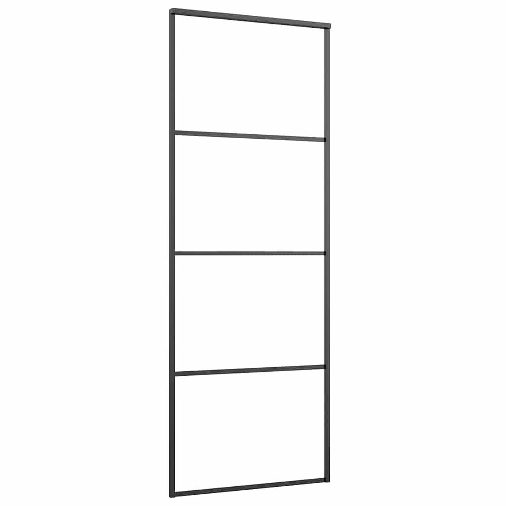 Vidaxl skydedør 76x205 cm aluminium og ESG glas sort