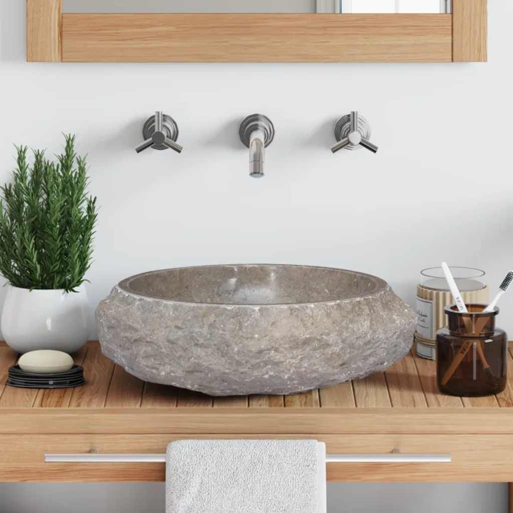 Vidaxl Sink Ø40x12 cm marmorgrå