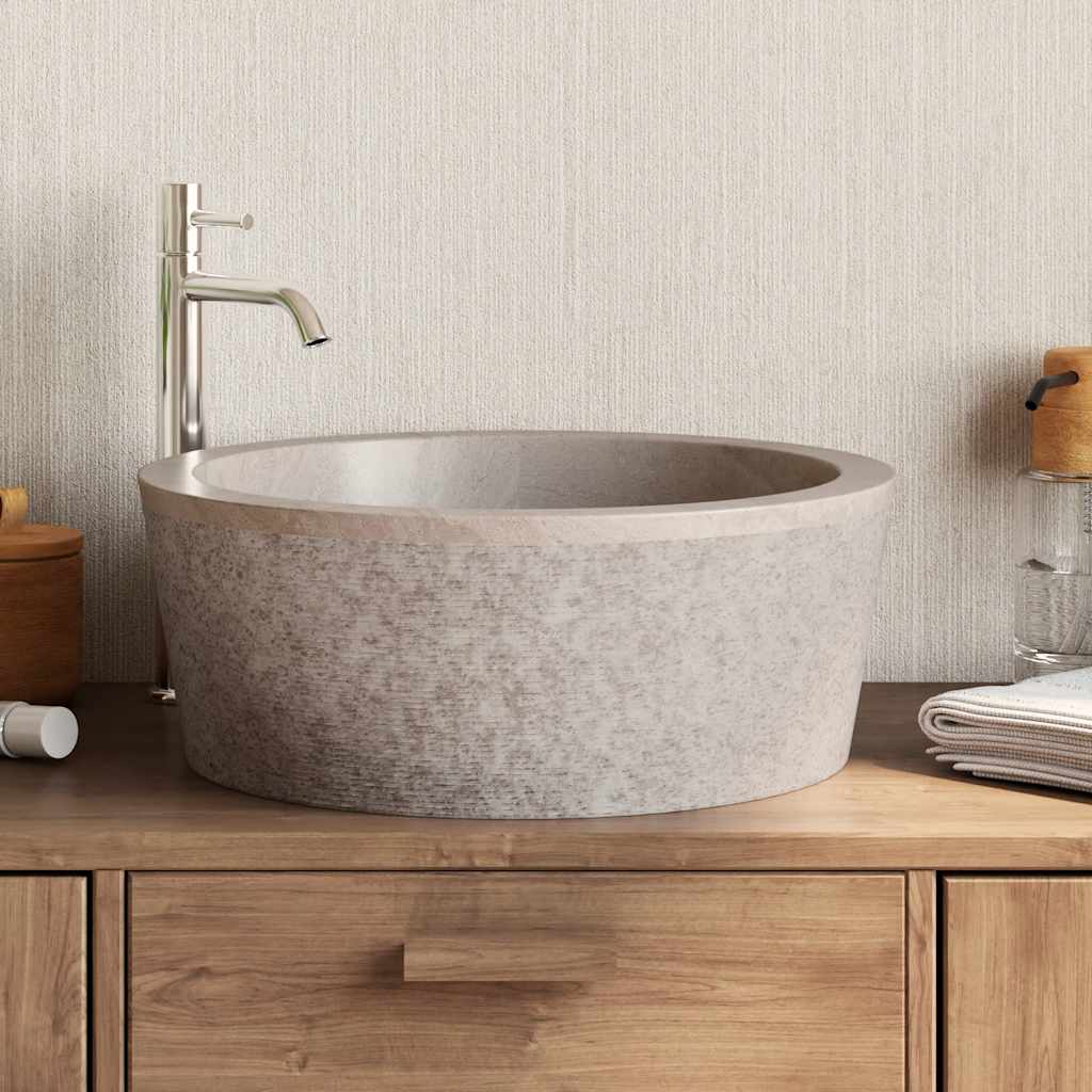Vidaxl Sink Ø40x15 cm marmorgrå