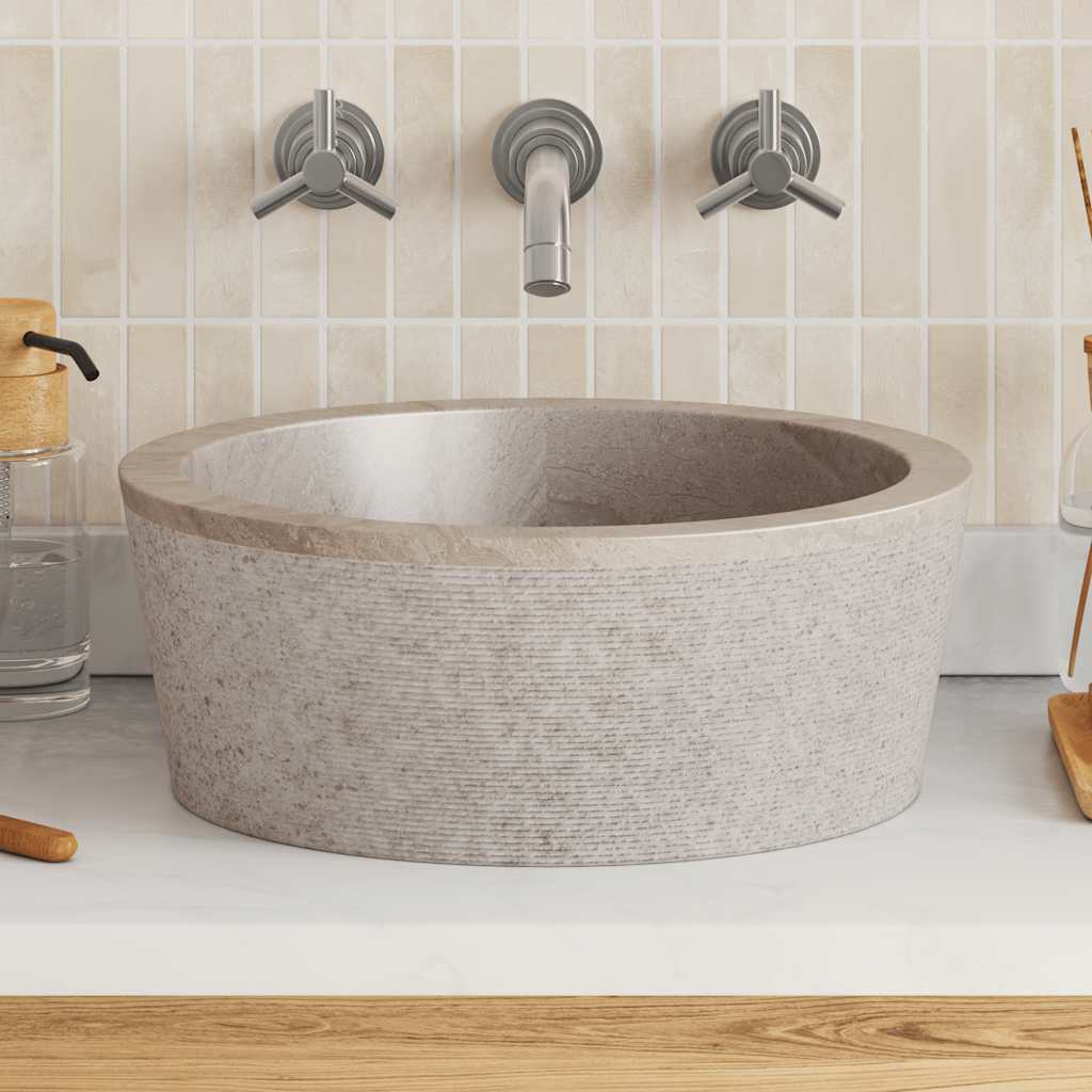 Vidaxl Sink Ø40x15 cm marmorgrå