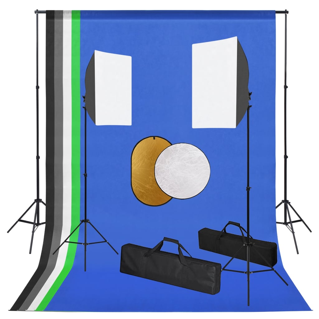 Vidaxxl fotostudiesæt med lamper, baggrund og reflektor