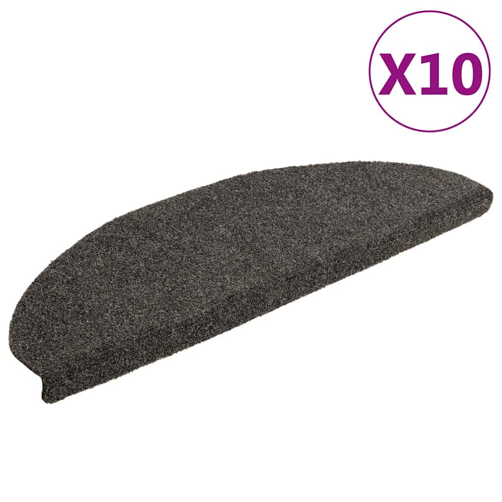 Vidaxl Stair Mats Self -Tilholds 10 ST 65x21x4 cm Antracit Halvisfære stor