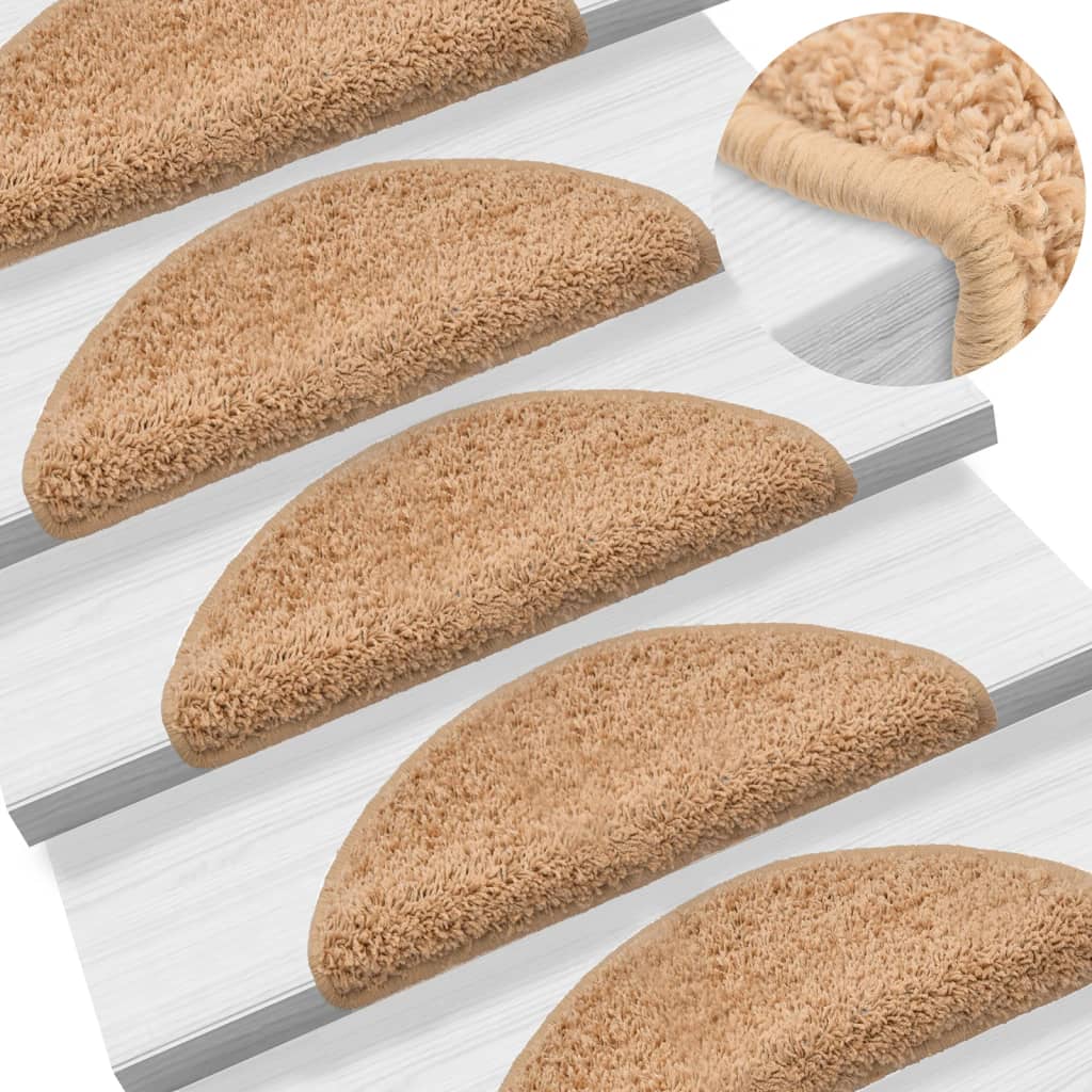 Vidaxx trappemåtter 10 stk 56x17x3 cm beige halvrunde