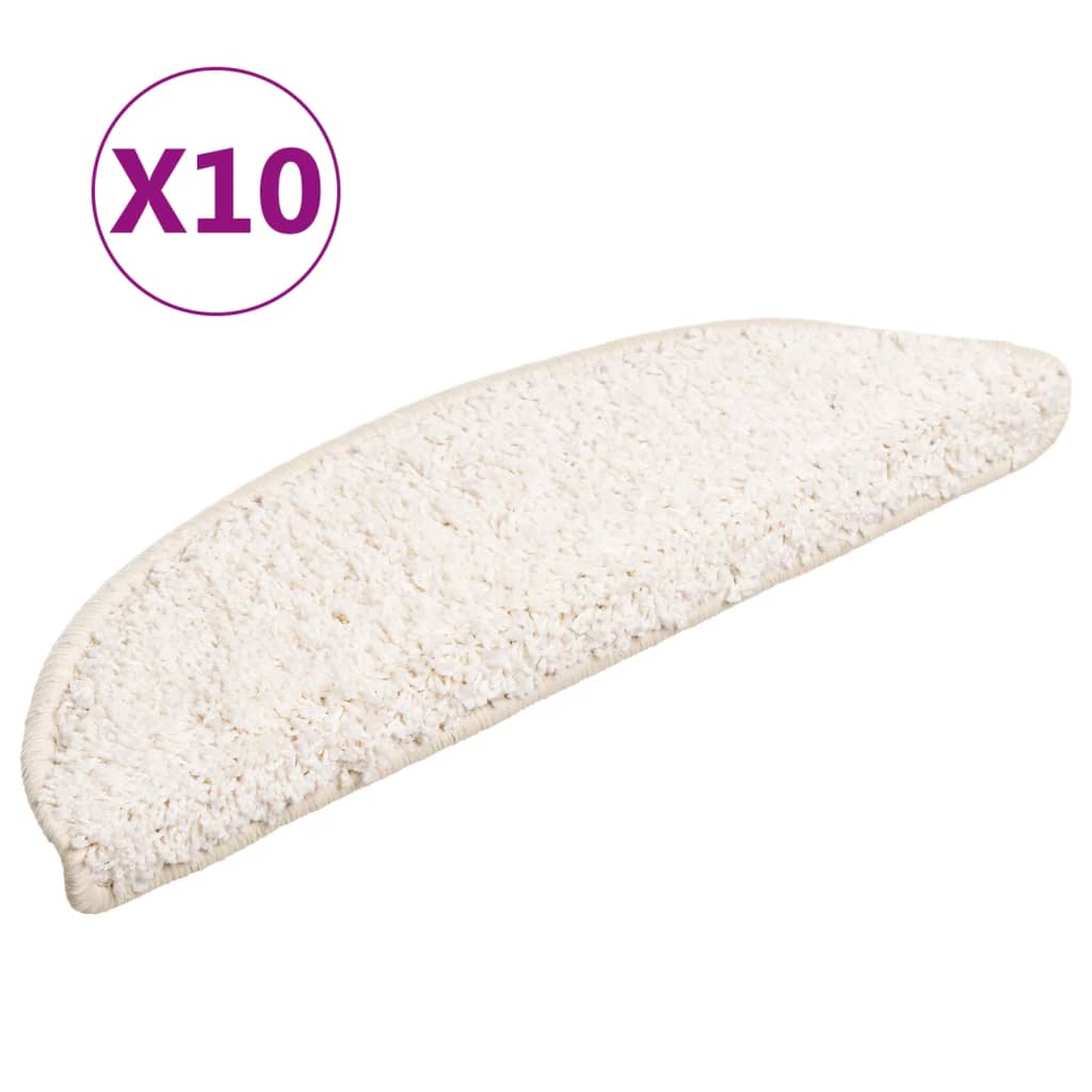 Vidaxx trappemåtter 10 stk 56x17x3 cm hvide halvrunde