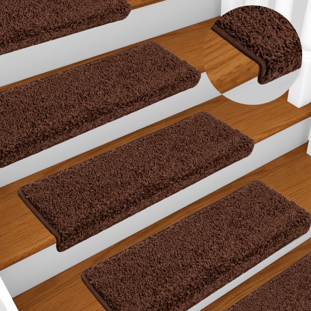 VidaXL trappemåtter 10 stk 65x21x4 cm brun rektangulær kant