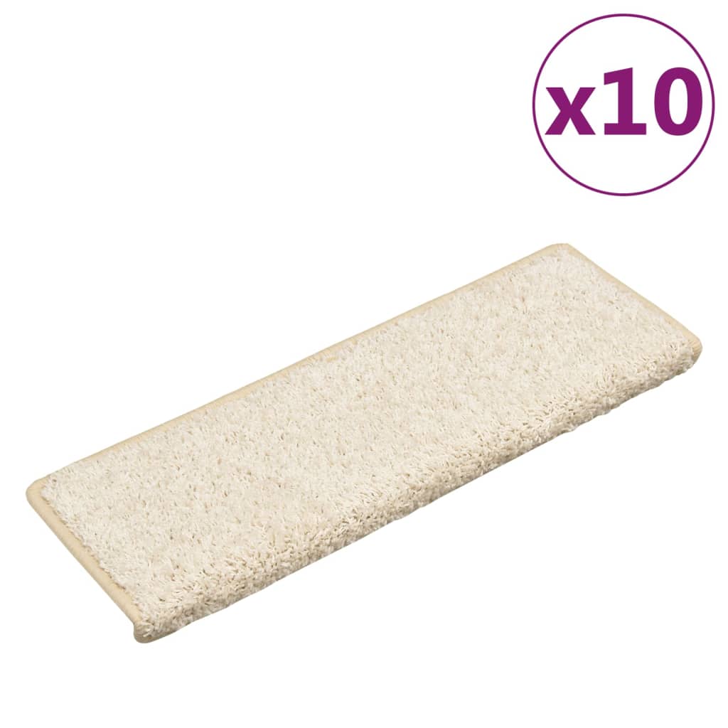 VidaXL trappemåtter 10 stk 65x21x4 cm hvid rektangulær kant