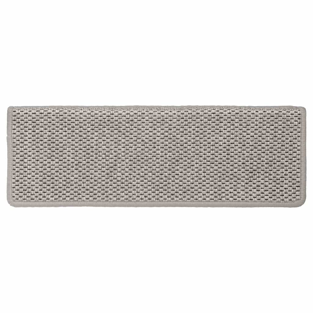 Vidaxl Stair Mats Selvklæbende 15 St. Sisal Look 65x21x4cm sølvfarvet