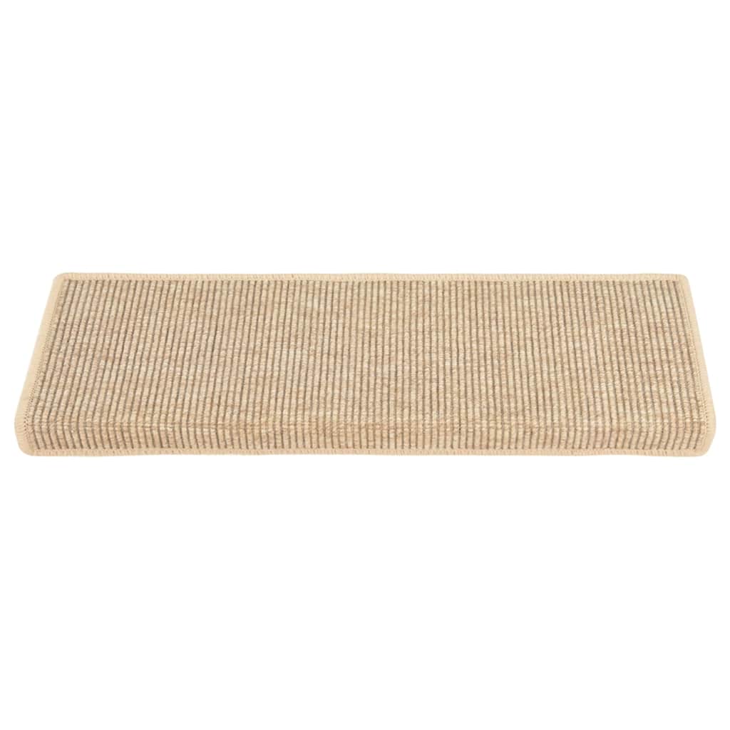 Vidaxx trappemåtter 15 stk 65x21x4 cm lys beige med rektangulær kant