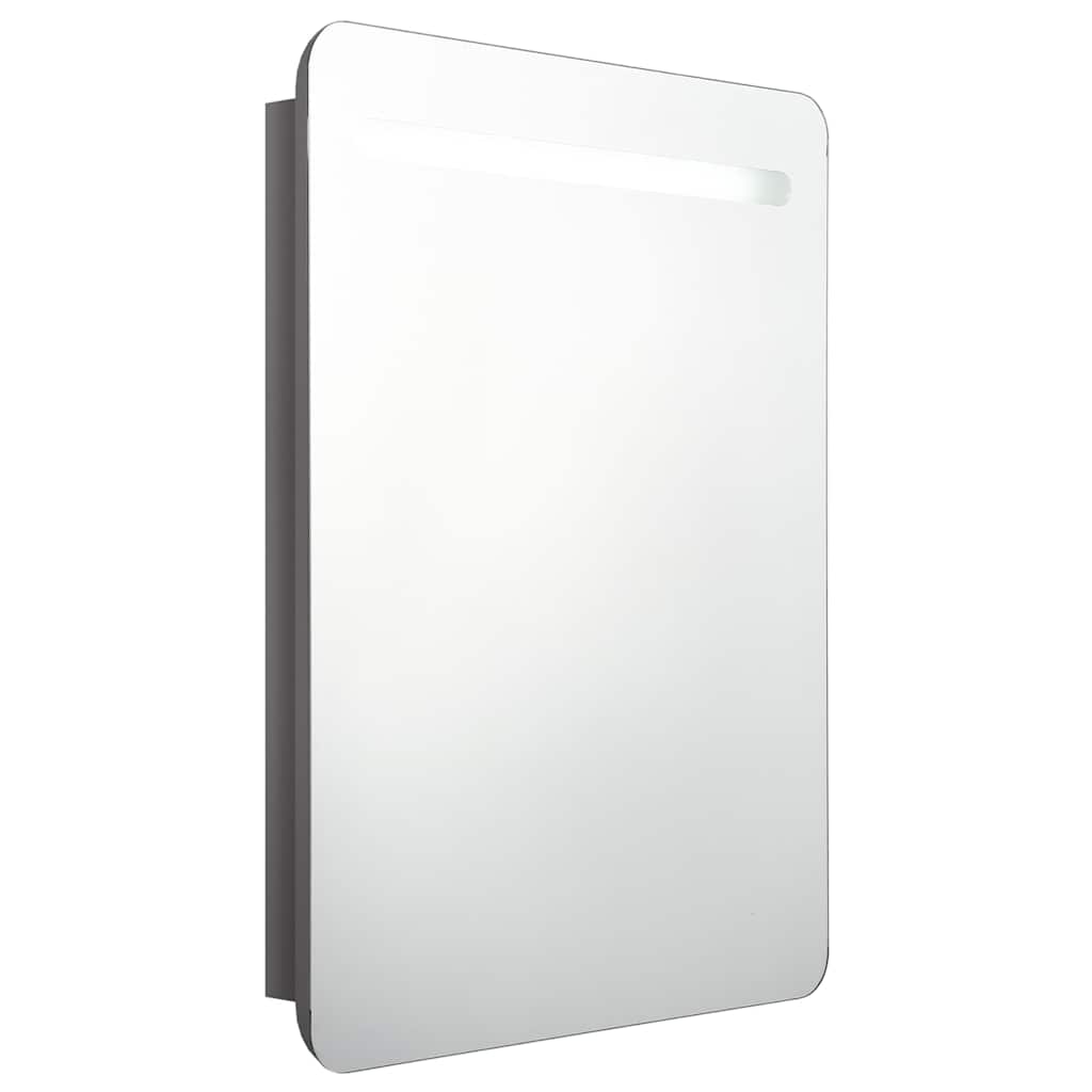 Vidaxl badkamerkast met spiegel en led 60x11x80 cm glanzend grijs