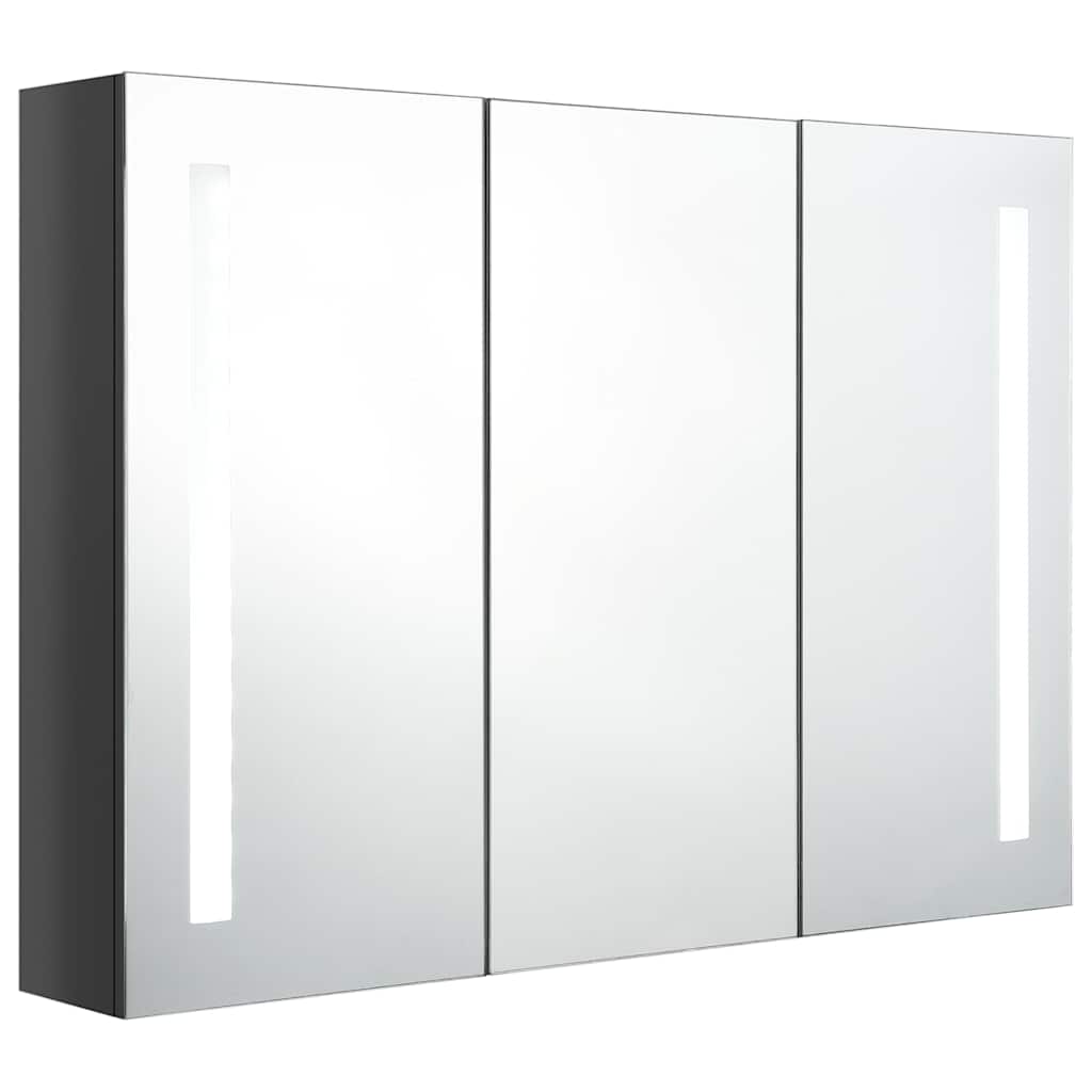 Vidaxl badkamerkast met spiegel en led 89x14x62 cm glanzend grijs