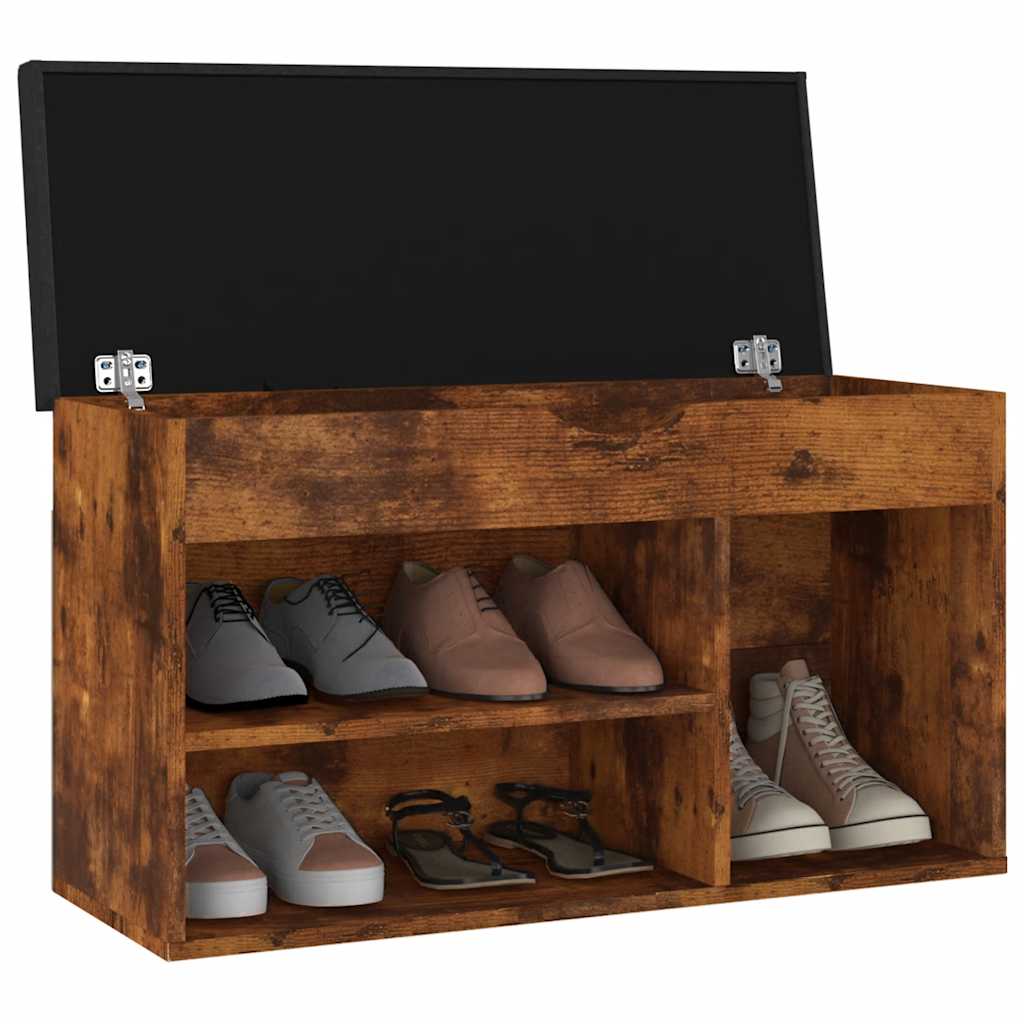 Vidaxl skobænk med pude 80x30x47 cm Property Wood Smoked Oak