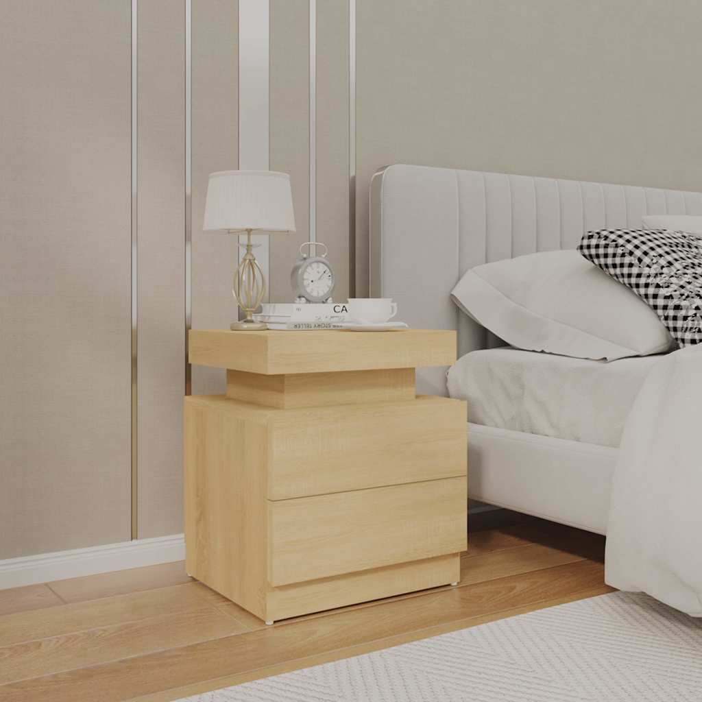 Vidaxl nachtkastje 45x35x52 cm bewerkt hout sonoma eikenkleurig