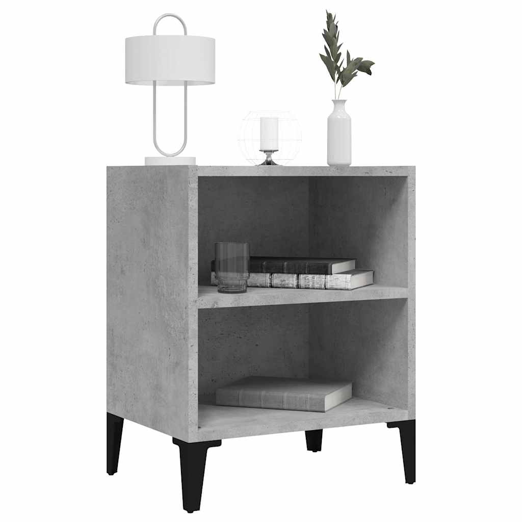 Vidaxl nachtkastje met metalen poten 40x30x50 cm betongrijs