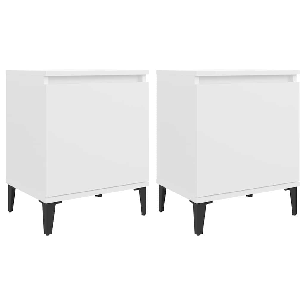 Vidaxl nachtkastjes met metalen poten 40x30x50 cm wit