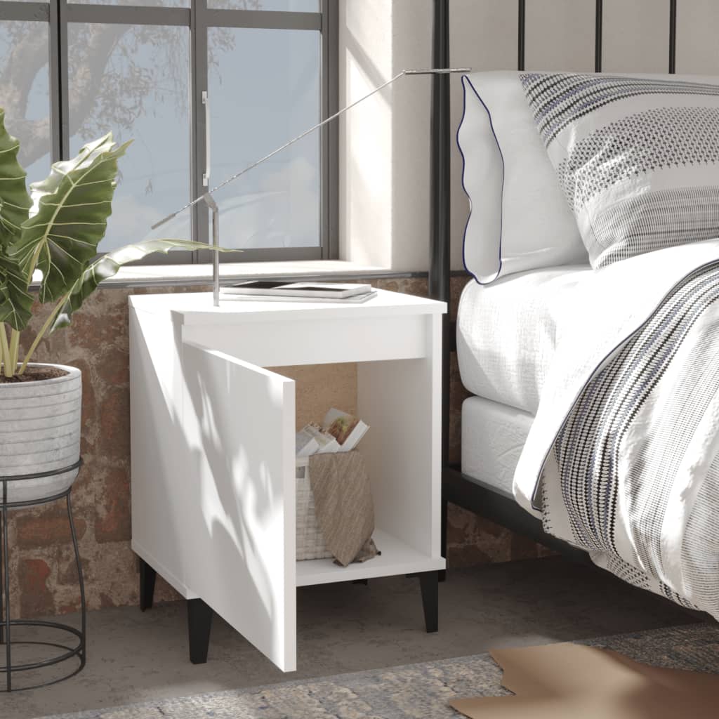 Vidaxl nachtkastjes met metalen poten 40x30x50 cm wit