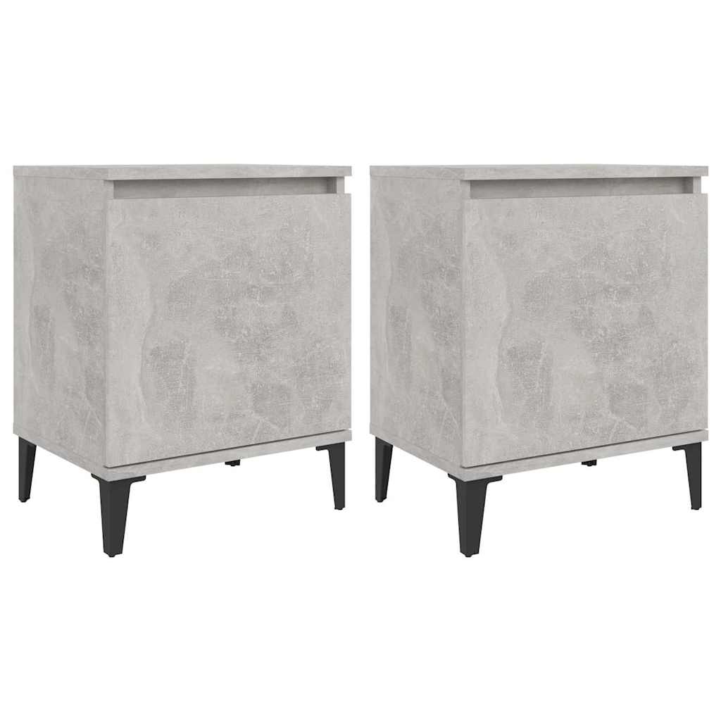 Vidaxl nachtkastjes met metalen poten 40x30x50 cm betongrijs
