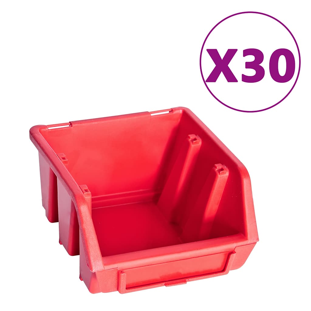 Vidaxl 136 -delige opslagbakkenset met wandpanelen rood en zwart