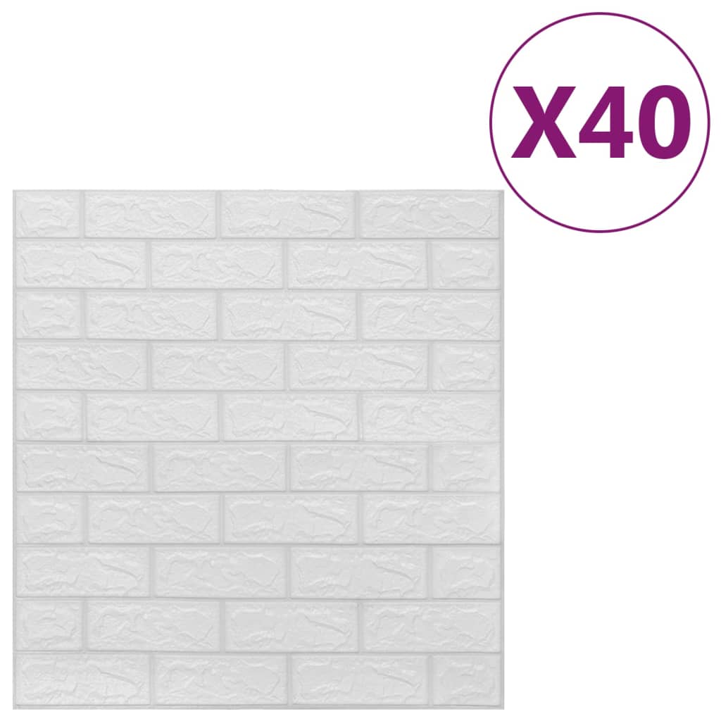 Vidaxl 3d tapet selvklæbende 40 st mursten hvid