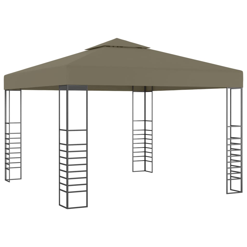 Vidaxl tuinpaviljoen met led-lichtslinger 3x3 m taupe
